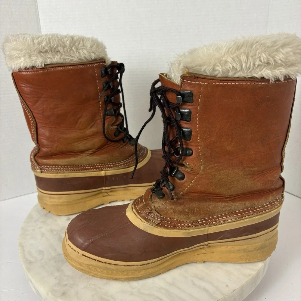 Sorel Scout Kaufman Wool Lined Leather Boots Womens‎ Fits 9/9.5 Gorpcore Winter
